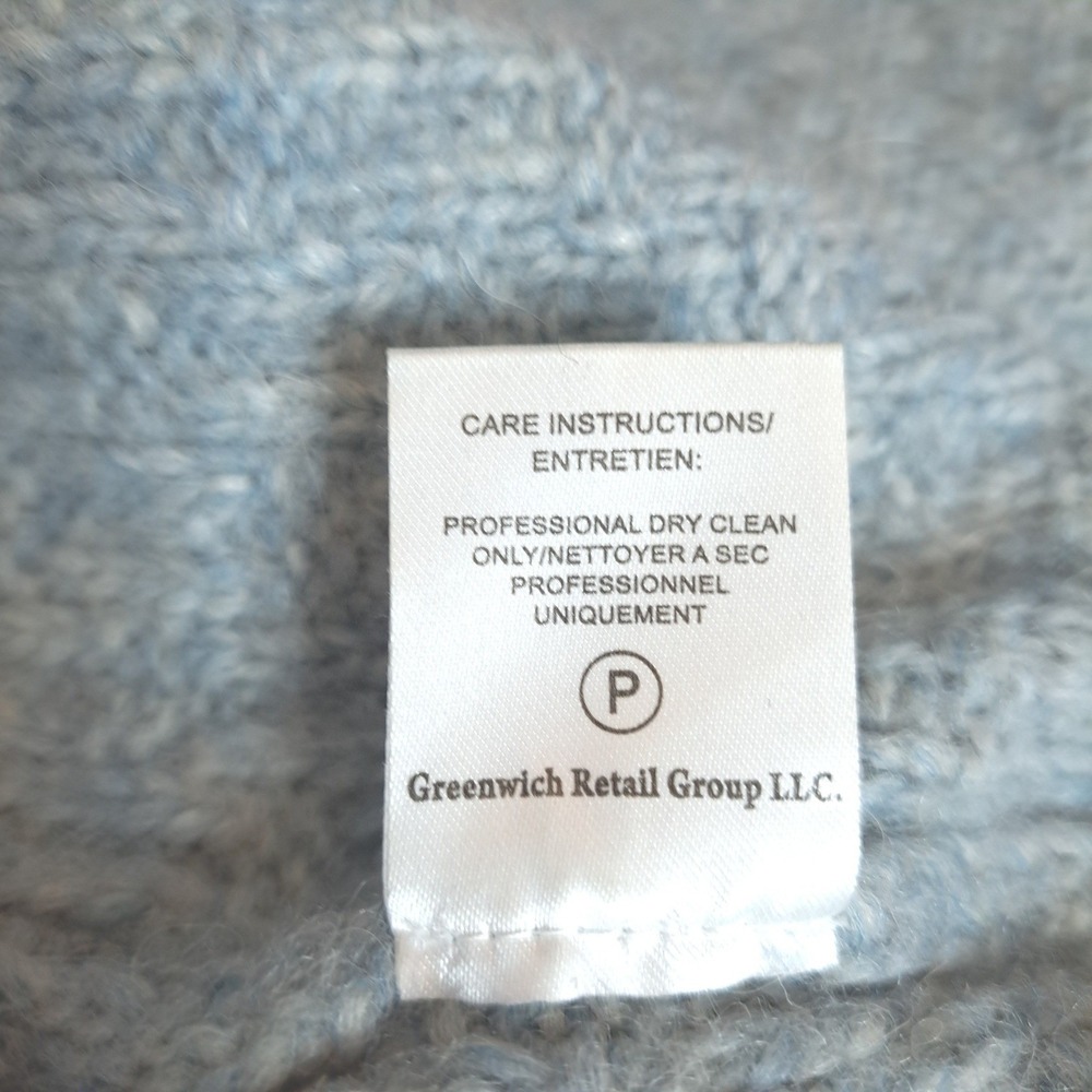 The Westside Baby Alpaca Sweater Womens M Blue Ribbed Knit Puff Sleeve Cozy Soft - Picture 9 of 11